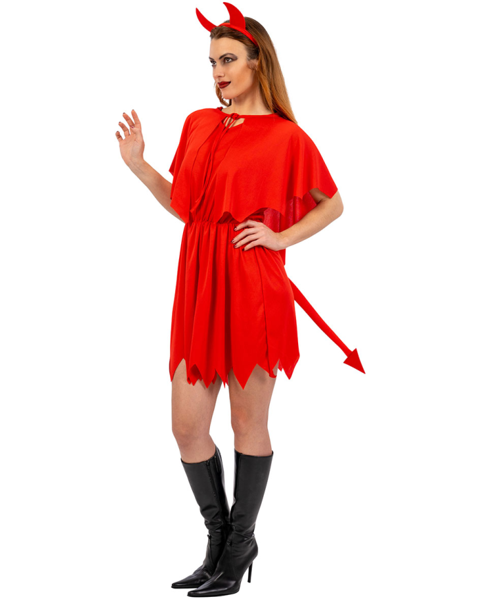 Lady devil costume w/cape in bag w/hook