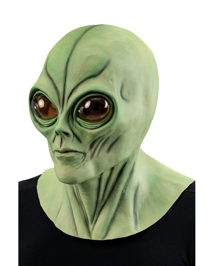 Alien-Maske grün aus Latex mit Aufhänger