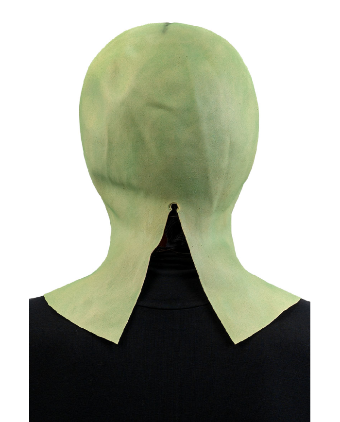 Green alien latex mask w/header