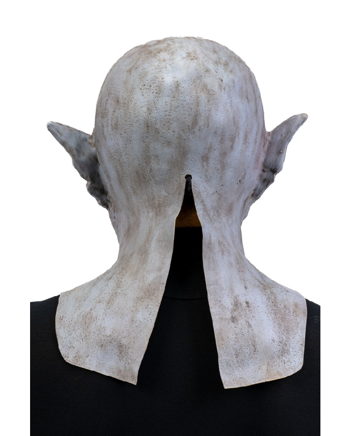 Masque monstre horreur sanglant en latex avec étiquette cartonnée pliée