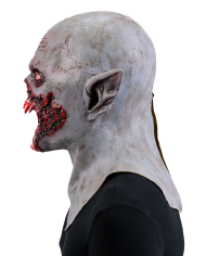 Masque monstre horreur sanglant en latex avec étiquette cartonnée pliée