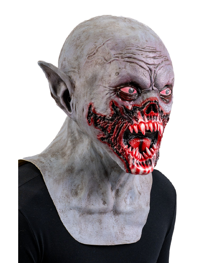 Maschera mostro horror insanguinato in lattice con cavallotto