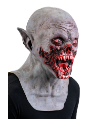 Masque monstre horreur sanglant en latex avec étiquette cartonnée pliée