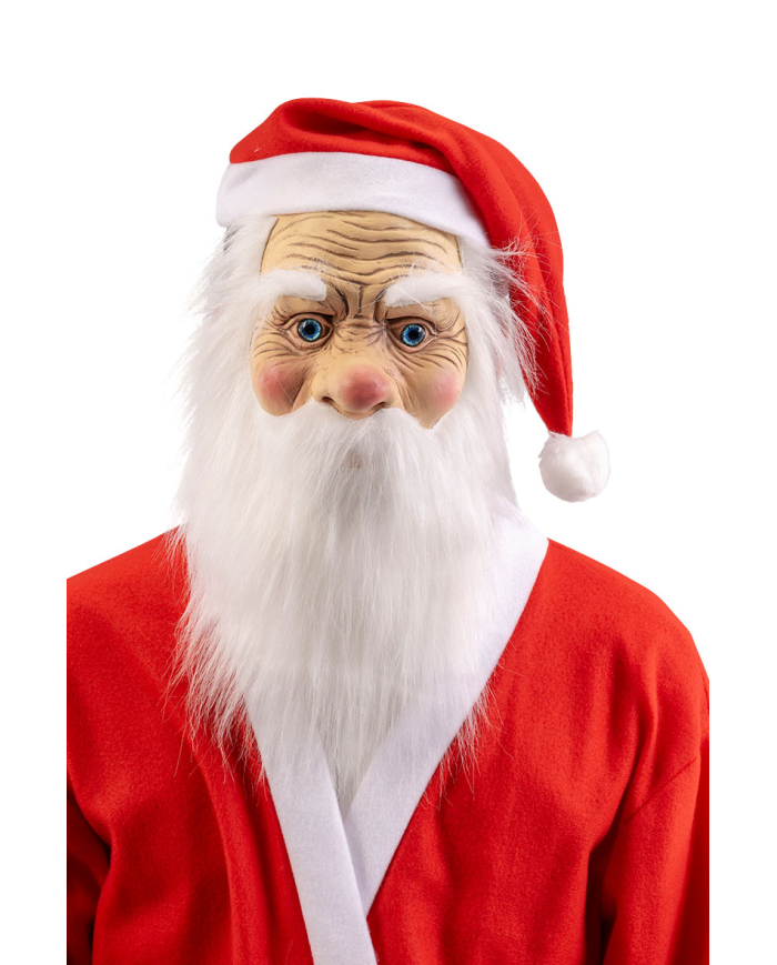 Maschera babbo natale in lattice con barba con cavallotto