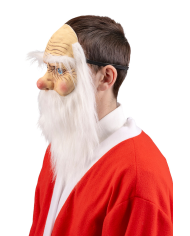 Máscara de Papá Noel de látex con barba con solapa de cartón