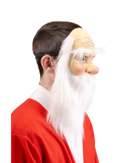 Máscara de Papá Noel de látex con barba con solapa de cartón
