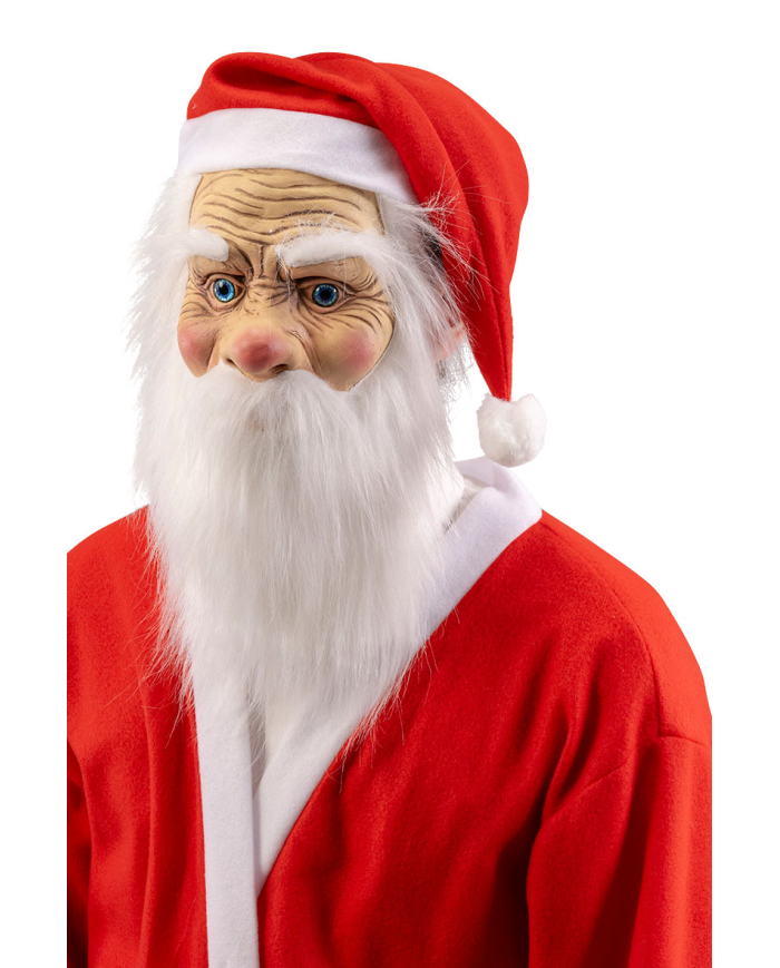 Maschera babbo natale in lattice con barba con cavallotto