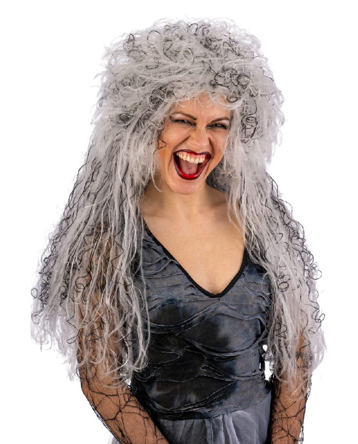 Grey witch wig in box