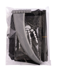Skeleton set (coat, mask, gloves, sickle) in bag w/hook
