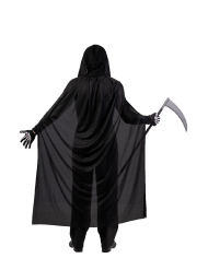 Set scheletro (mantello, maschera, guanti, falce)  in busta con gancio