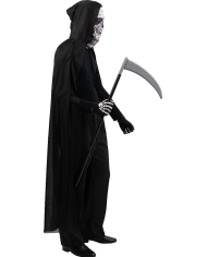 Skeleton set (coat, mask, gloves, sickle) in bag w/hook