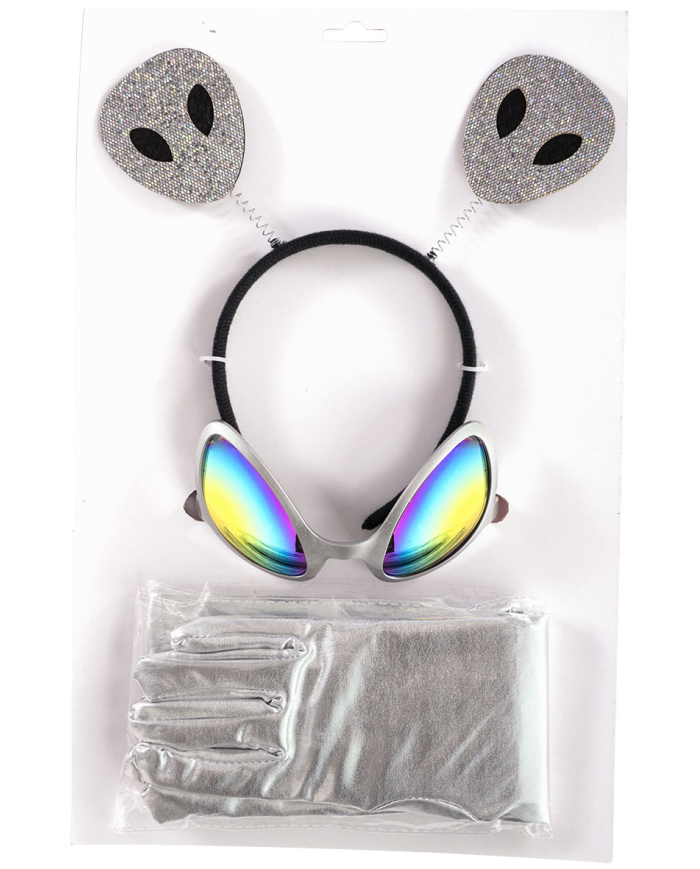 Alien set(headband, gloves, glasses) on card