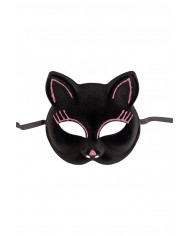 Plastic and velvet half face cat mask with pink glitter