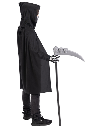 Kit de esqueleto para niño (capa, máscara, guantes, guadaña) en bolsa con percha