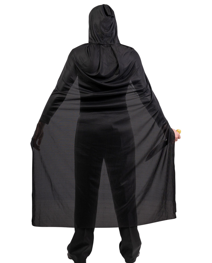 Ghost adult set (cape with hood l.cm.130, mask, knife) in bag with hook