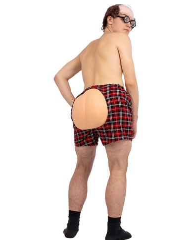 Boxer aus Stoff mit Gesäßattrappe aus EVA-Schaum in Beutel mit Aufhänger