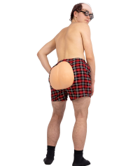 Boxer in tessuto con sedere in eva in busta con cavallotto