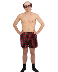 Boxer in tessuto con sedere in eva in busta con cavallotto