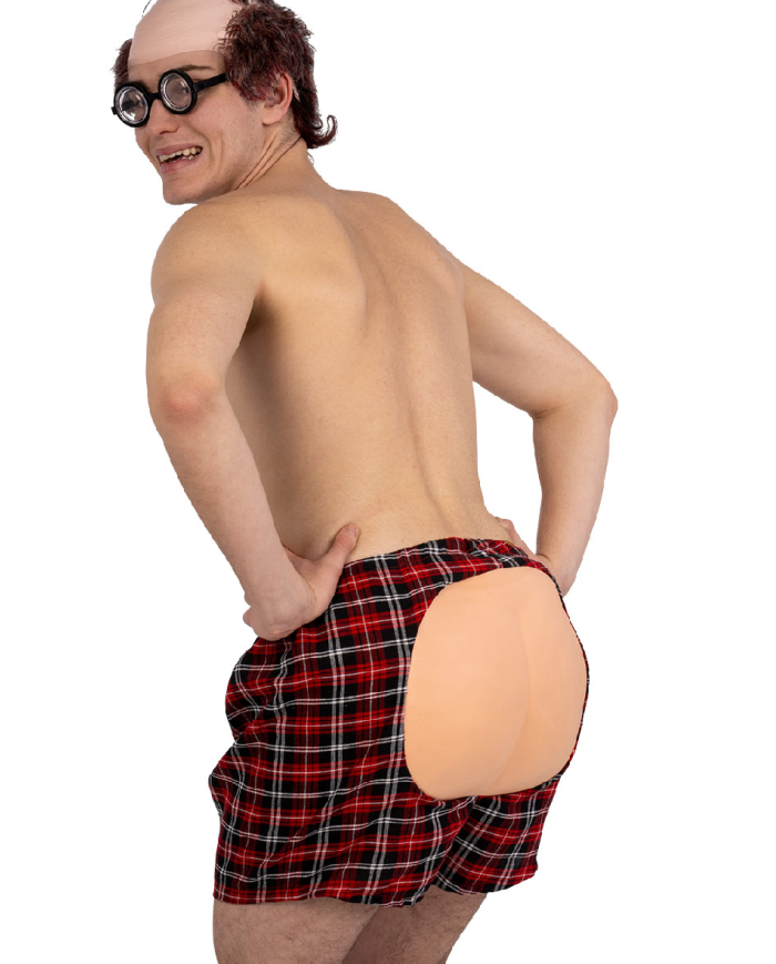 Boxer in tessuto con sedere in eva in busta con cavallotto