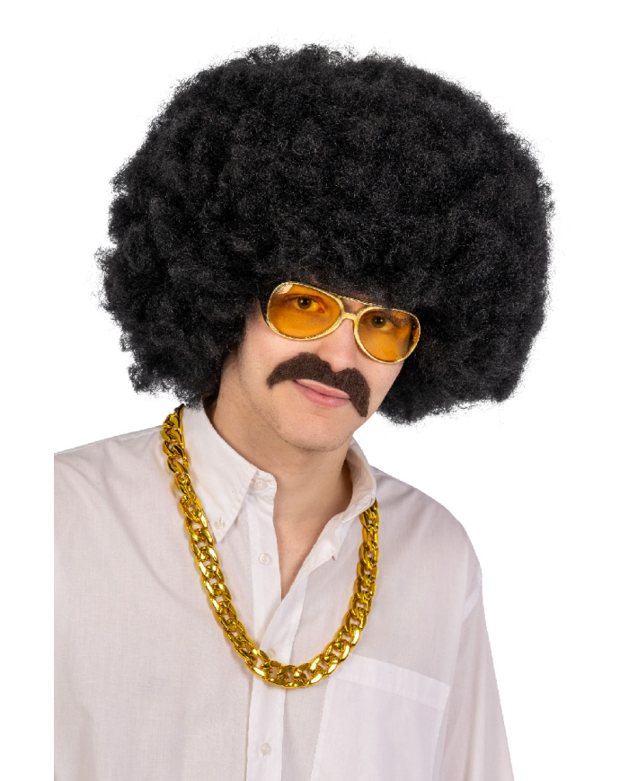 Disco Dance-Set (Perücke, Brille, Schnurrbart, Halskette) in Koffer