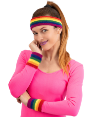 Fitness rainbow set ( band and wristbands) in fabric in pbh