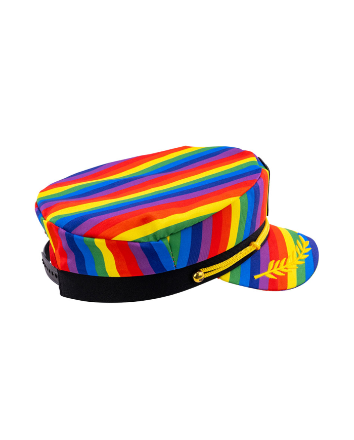 Cappello capitano arcobaleno in tessuto con cartellino/etichetta