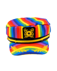 Rainbow fabric captain hat with hangtag/label