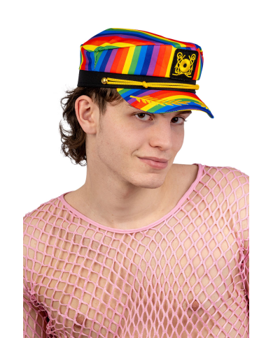 Gorra de capitán arco iris de tela con etiqueta colgante/etiqueta adhesiva