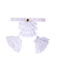 Ensemble collerette blanche et poignets en tissu dans un sachet