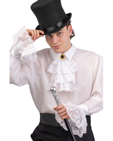 Ensemble collerette blanche et poignets en tissu dans un sachet