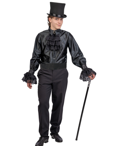 Ensemble collerette noire et poignets en tissu dans un sachet