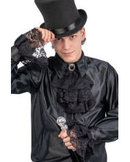 Ensemble collerette noire et poignets en tissu dans un sachet