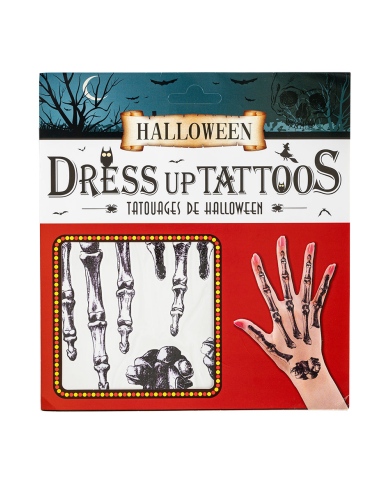 Hand bones tattoos in bag on card