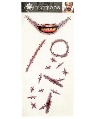 Fiche de tatouages cicatrices dans un sachet sur papier cartonné