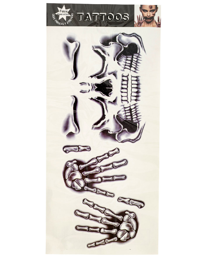 Carpeta tatuajes de manos y calavera en bolsa sobre cartoncillo