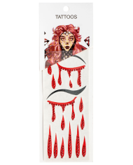 Blood face tattoos with rhinestones in bag on card