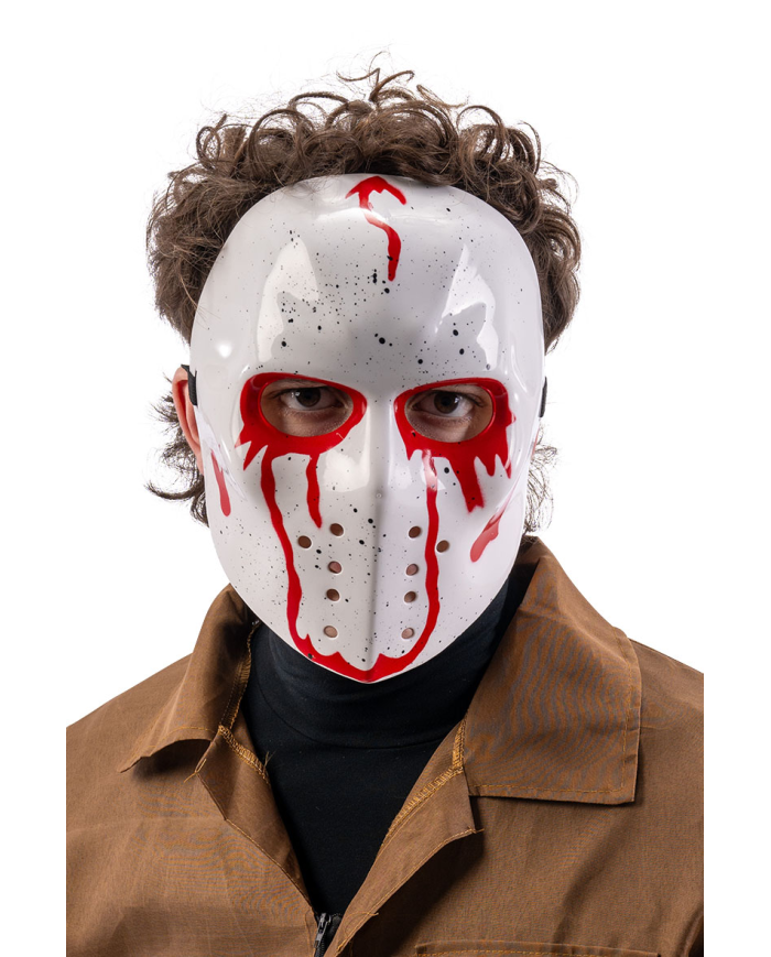 Hockeymaske mit Blutspritzern aus Kunststoff mit Aufhänger