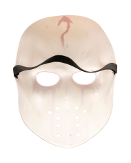 Masque hockey sanglant en plastique avec étiquette cartonnée pliée