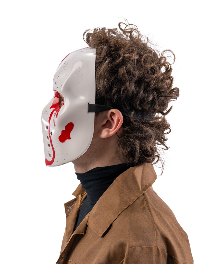Hockeymaske mit Blutspritzern aus Kunststoff mit Aufhänger