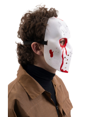 Maschera hockey insanguinata in plastica con cavallotto