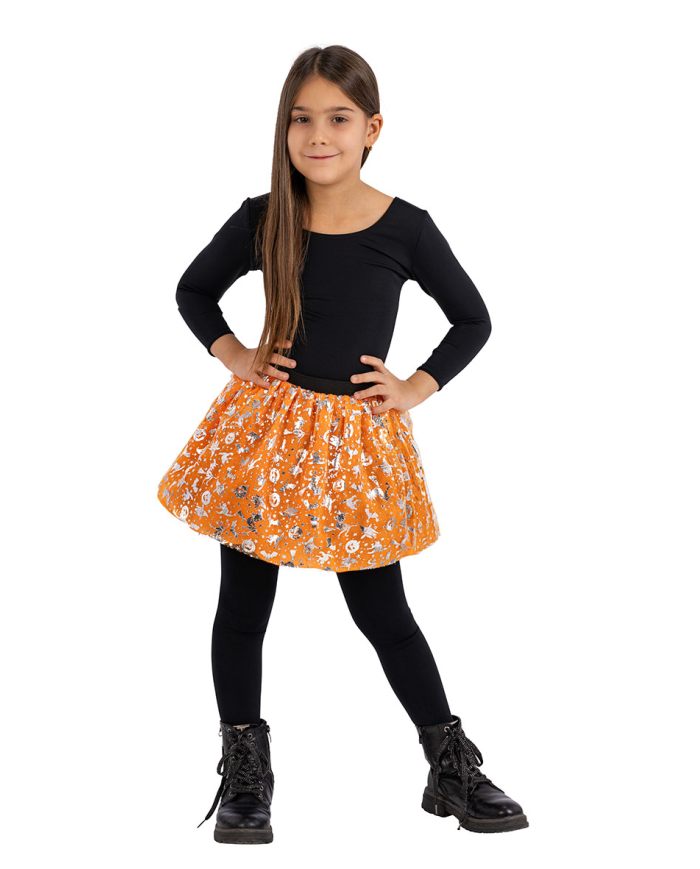 Orange girl tutu w/silver printings l.cm.30 only size in pbh