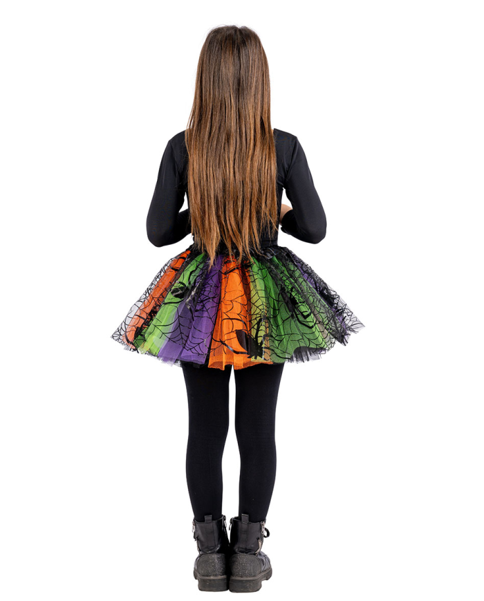 Tutu multi-couleurs fille à imprimés noirs l. env. 30 cm TU dans un sachet avec étiquette ferme-sachet