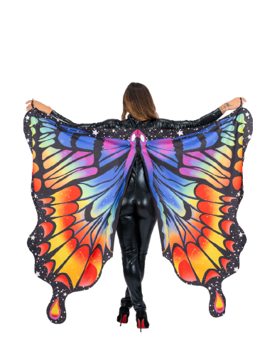Butterfly multicolor fabric wings h.cm.145x85 ca. for adult in bag