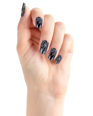 Adhesive black nails w/spiderwebs in box