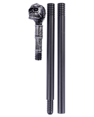 Zerlegbarer Stock mit Totenkopfknauf L. ca. 85 cm Pappschild/Etikett