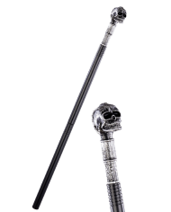 Zerlegbarer Stock mit Totenkopfknauf L. ca. 85 cm Pappschild/Etikett