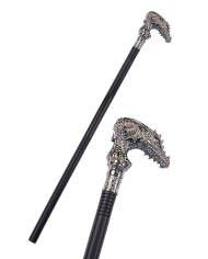 Zerlegbarer Stock mit Drachenknauf L. ca. 85 cm Pappschild/Etikett