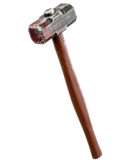 Massue sanglante en plastique l. env. 53 cm avec étiquette volante / étiquette