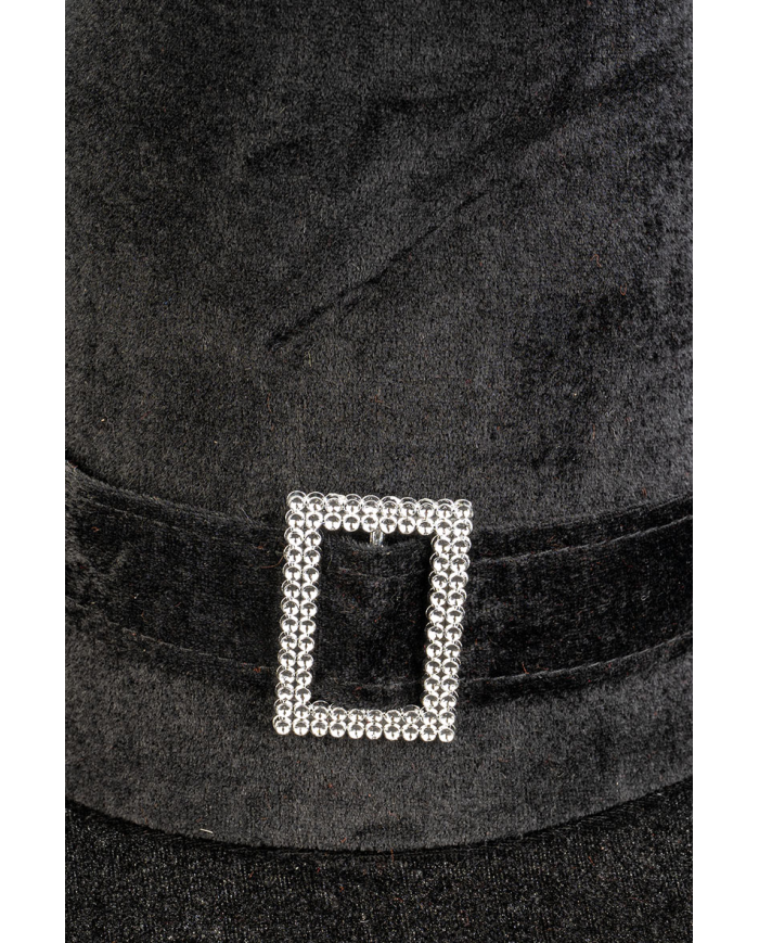 Riesiger Hexenhut schwarz aus Samt mit Schnalle H. 50 cm x Durchm. ca. 65 cm mit Aufhänger