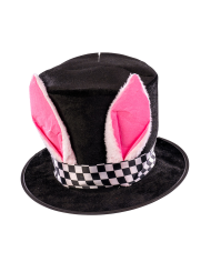 Chapeau avec oreilles de lapin en tissu h. env. 20 cm avec étiquette volante / étiquette